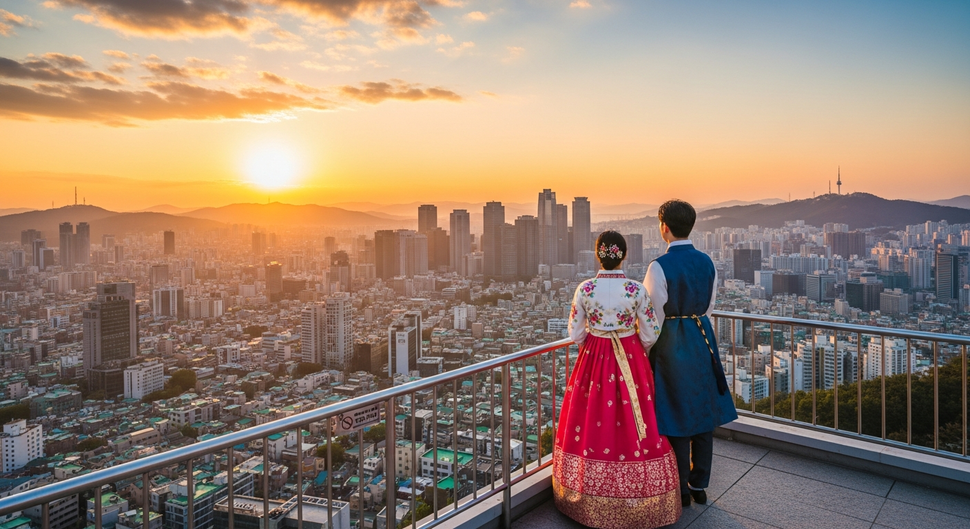 Namsan Tower + Hanbok Rental Experience